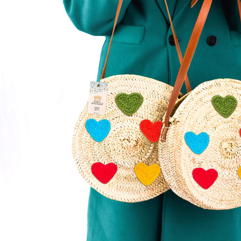 Colorful Hearts Shoulder Bag - Unique Handcrafted Tote